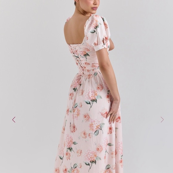 House of CB Lulabell Floral Cotton Puff Sleeve Midi Dress - Size M - Picture 2 of 7